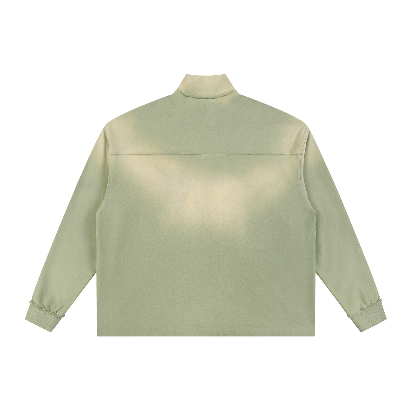 Neo Mint Sun Fade Raw Edge Quarter-Zip Sweatshirt