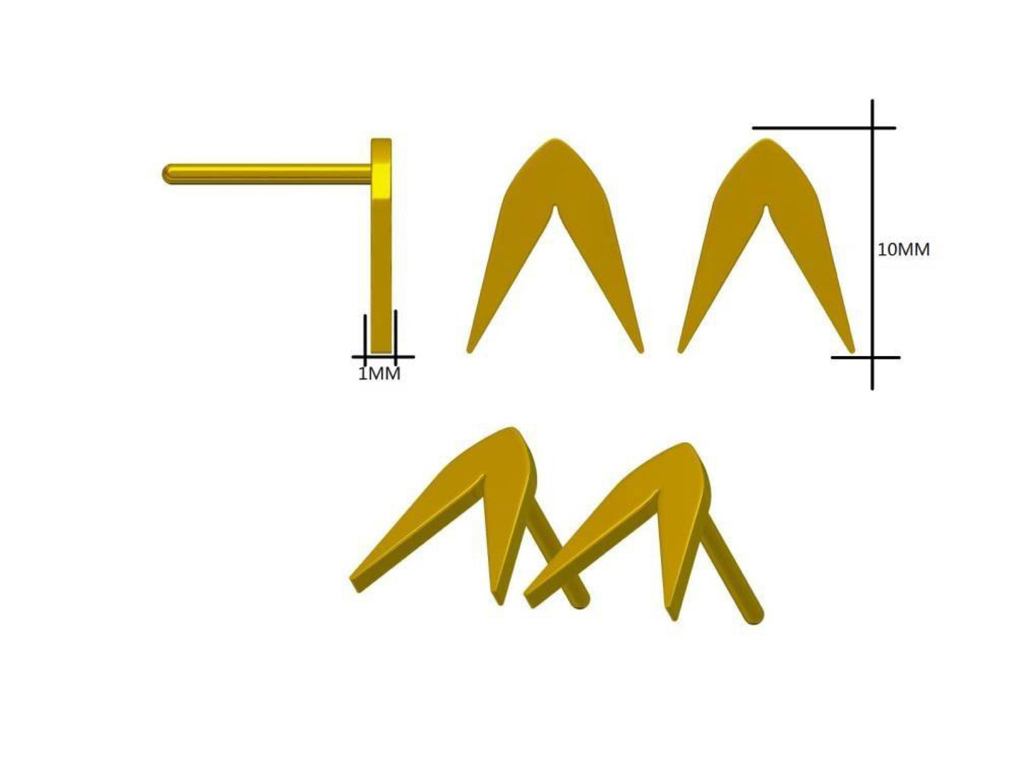 14KT Gold Plated A Logo Stud