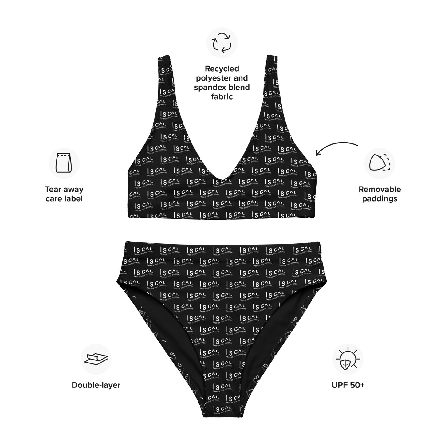 I S CAL RECYCLED HIGH-WAISTED BIKINI-BLACK