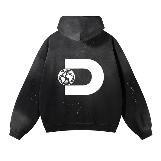 Discover Vintage Washed Frayed Fleece Hoodie